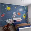 Papel de parede foguete céu estrelado quarto infantil papel de parede quarto de menino mural quarto de menina nórdico creche desenho animado tecido de parede