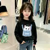 Camiseta Infantil Outono Novo Estilo Menina Estampa Cartoon Manga Longa Camada Base Roupas de Outono Estilosas para Crianças Top 100% Algodão