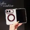 Adecuado para iPhone Duo: Funda de teléfono magnética transparente plegable con soporte giratorio, que ofrece protección premium contra caídas