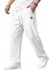 Calça Esportiva Casual Masculina Europeia Transfronteiriça Solta Respirável Linho Requintado Primavera Verão Linho Fino Perna Larga Calça Longa