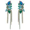Moda Europeia e Americana ZA Brincos de Corrente Longa Exagerada com Borla para Mulheres Liga de Liga Leve de Luxo Flor de Diamante Colorido Incrustada Brincos de Alta Gama