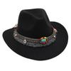 Comércio Exterior Chapéu Étnico de Minorias Borla Chapéu de Cowboy Ocidental Chapéu de Jazz Chapéu de Feltro Turquesa Chapéu de Sol Literário para Exterior
