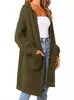 Europeo y Americano Transfronterizo 2026 Otoño e Invierno Nuevo Estilo Abrigo de Punto con Mangas de Farol Retorcidas Suéter Cardigan de Punto de Color Sólido de Longitud Media para Mujer