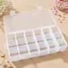 Caja de Almacenamiento Transparente Ecológica con 18 Compartimentos Caja de Plástico con Tapa Almacenamiento de Joyas Caja de Almacenamiento Clasificación de Escritorio Caja de Frijoles de Ortografía Venta al por Mayor