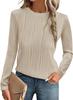 Camisa texturizada de manga larga para mujer de Amazon, novedad de otoño, cuello redondo, informal, de punto, a la moda, 2024