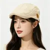 Boina de verão masculina, boné estilo coreano com bico de pato, chapéu simples e versátil da moda, chapéu de pintor britânico liso para primavera e verão feminino
