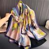 Moda de Primavera y Otoño para combinar con todo, estampado de rosas 3D, seda artificial, chal bufanda para playa, viaje, protección solar, bufanda larga para mujer