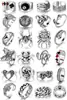 Amazon Transfronterizo Cráneo Oscuro Hip-Hop Araña Tarjeta Anillo Retro Exagerado Juego de 24 Piezas Anillo Estilo Punk