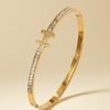 Pulsera Transfronteriza en Forma de H con Incrustaciones de Diamantes de Acero Inoxidable Pulsera Chapada en Oro para Mujer Versátil Estilo Ins de Lujo Ligero Joyería de Diamantes Completa al por Mayor Retención de Color