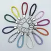 Cordón de cuero simple cuerda redonda PU llavero soporte para llaves de coche accesorio colgante para bolso anillo redondo colgante de regalo
