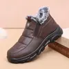 Botas de Nieve Gruesas de Terciopelo Cálido de Invierno para Personas de Mediana Edad y Mayores, Antideslizantes Impermeables Fáciles de Poner Zapatos de Papá, Botas de Algodón Resistentes al Frío para Hombre