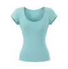 Top Elástico de Manga Corta con Cuello en U Ajustado a la Cintura Estilo Chica Picante Verano Estilo Manga Figura Favorecedora Rayón Hombro Normal Camiseta para Mujer Puro Deseo Ajustado