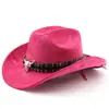 Chapéu de Cowboy Western Clássico de Camurça para Homens e Mulheres, Chapéu para Viagem ao Ar Livre, Chapéu Estilo Étnico com Aba Enrolada, Chapéu de Feltro