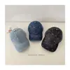 Boné de Baseball Jeans Infantil Estilo Coreano Outono e Inverno Novo com Bordado de Laço, Boné Versátil e Estiloso para Proteger do Sol