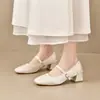Populares Zapatos Mary Jane Suaves con Punta Cuadrada, Nuevos Zapatos Estilo Chino de 5 cm con Tacones Gruesos, Adecuados para Combinar con Faldas y Cheongsams Tacones Altos para Mujer