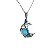 Deseo collar de luna de piedra lunar europeo y americano transfronterizo personalidad temperamento retro femenino colgante hueco regalo venta al por mayor