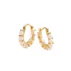 Aretes Multiperlas, Aros Dorados, Estilo Lujo Ligero, Diseño de Nicho, Clips para Orejas Vintage, Regalo de Alta Gama