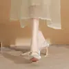 Temporada del Primer Encuentro: Tacones Altos Cómodos de Tacón Grueso, Zapatos Principales para Vestido de Novia para Mujer, Estilo Francés, Cristal Fino Brillante, Zapatos para Dama de Honor y Novia