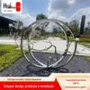 Escultura Grande de Aço Inoxidável Fazendo Paisagem Circular de Flor de Ameixa Ornamento Quadrado Criativo Metal Tridimensional