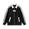 Sudadera cárdigan de algodón con tres rayas y media cremallera de marca de moda para otoño e invierno para hombre, chaqueta de color block con cuello camisero, chaqueta de manga larga para hombre
