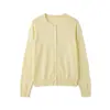 Cardigan Tricotado Maven Lin Elegante e Intelectual Fio Yangzi 100% Lã Fina Lavável à Máquina Blusa Feminina Gola Redonda