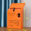 Buzón de Hierro Forjado Estilo Británico Montado en Pared con Cerradura, Caja de Amor