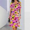 Novo Vestido Feminino 2024 Estampa Floral Elegante Lindo Vestido Midi Vestido de Verão Feminino