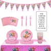 Fábrica en stock Rosa Dibujo Animado Cachorro Equipo Wang Wang Niños Bebé Cumpleaños Festividad Vajilla Desechable para Fiesta Traje