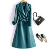 Gabardina de Cuero para Mujer Estilo Nuevo 2026, Abrigo de Piel de Oveja de Longitud Media, Corte Ajustado, Elegante, Tallas Grandes