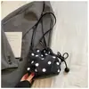 Shuai Mi Home 2026 Nueva Bolsa de Cubo con Cordón de Lunares, Bolso de Hombro Casual Streetwear Estilo Bosque Artístico, Bolso Cruzado de Nicho