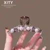Estilo Coreano Dongdaemun Novo Clipe de Cabelo Pérola Roxo Claro Tamanho Médio Grampo Doce para Meio Preso Presilha Tubarão Acessório de Cabelo
