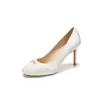6313-2 Zapatos de Tacón Alto de Satín con Lazo, Tacón Fino, Punta Redonda, Boca Baja Zapatos de una Sola Pieza, Elegantes y con Estilo para el Trabajo de Mujer