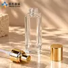 Botella de loción de vidrio transparente, cuadrada, de fondo grueso, de 30 ml; Botellas de muestra de sérum hidratante y producto para el cuidado de la piel de 15 ml