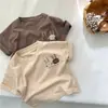 Ropa de Verano para Niños, Camisetas de Manga Corta para Niños y Niñas, Tops de Algodón Puro con Cuello Redondo, Ropa de Verano Linda con Estampado de Conejo Estilo Coreano