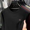 Sudadera de Manga Larga de Seda para Hombre para Otoño, Versátil Casual Elástica Cuello Redondo Moderna Camiseta Base Top Ropa para Hombre