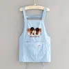 Delantal de dibujos animados de moda para comer y trabajar, delantal corto de verano ultradelgado con estampado personalizado para mujer