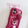 Lindo Oso Fresa Adecuado para Funda de Teléfono Móvil Apple 16Promax 15Pro Resistente a Caídas Iphone14 Silicona 13/12 Femenino