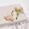 4 cabezas de flor de seda artificial con teñido degradado, cabezas pequeñas de flor de ciruelo para tocados de boda hechos a mano DIY, pequeños ramos de flores artificiales al por mayor