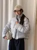 Invierno Nuevo Casual Holgado Color Liso Reductor de Edad Chaqueta para Mujer Cuello Alto 90 Plumón de Pato Blanco Chaqueta Acolchada de Canalé para Mujer Cálida de Moda