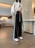 Pantalones de Chándal Anchos Rectos con Raya Negra, Extra Largos, de Cintura Alta de Moda, Holgados, Adelgazantes, Versátiles, Pantalones de Chándal Casual de Moda para Mujer
