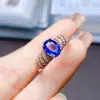 Anillo de Zafiro Natural Popular al por Mayor de Fábrica Plata S925 Incrustado con Piedra Principal 6*8 Joyería de Lujo Venta Directa de Fábrica