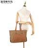 Bolso de mano informal para mujer, bandolera de lona impermeable con primera capa de piel auténtica, bolso de hombro de color liso, rebosante