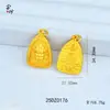 Amuleto Buda Deus da Riqueza Amarelo Pingente de Cobre Martelado Banhado a Ouro com Padrão de Nuvem e Design de Yuanbao, Nova Tendência Nacional Estilo Chinês Colar