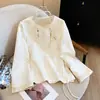 Top de Otoño para Mujer Nuevo Estilo Chino con Seda de Morera, Jacquard Pesado Vintage, Camisa Mejorada Pequeña con Botones de Disco, Camisa de Seda Estilo Nacional con Cuello Oblicuo