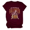 Amazon Wish site independente moda e único feminino abóbora caveira Halloween apenas gola redonda manga curta Camiseta