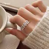 Anillo Abierto de Zirconia Estilo Francés con Perla Hueca, Anillo de Gama Alta de Nicho con Elegancia Vintage, Joyería Versátil para Mujeres