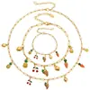 Elementos de Frutas Dulces y Jugosas Misteriosas Pulsera de Múltiples Colgantes DIY Collar Tobillera Chapado en Oro de 18 Quilates Joyería Elegante Versátil
