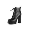 Botas para Mujer Botines Super de Tacón Alto Otoño/Invierno 2024 Blanco Crema Piel de Vaca Botas Individuales Tacón Grueso Plataforma Impermeable 13cm de Alto