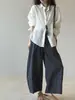 Calça Casual Ampla Estilo Preguiçoso Beishan Tongshu para Mulheres, Calça Cropped Lisa de Verão Solta e Fluida, Calça de Perna Curvada H2533