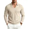 2026 Masculino Gola Lapela Decote V Manga Longa Tricô Liso Casual Pulôver Top